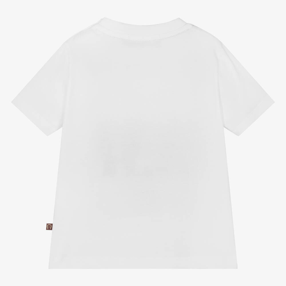 AIGNER-Белая хлопковая футболка с полосками для малышей | Childrensalon Outlet