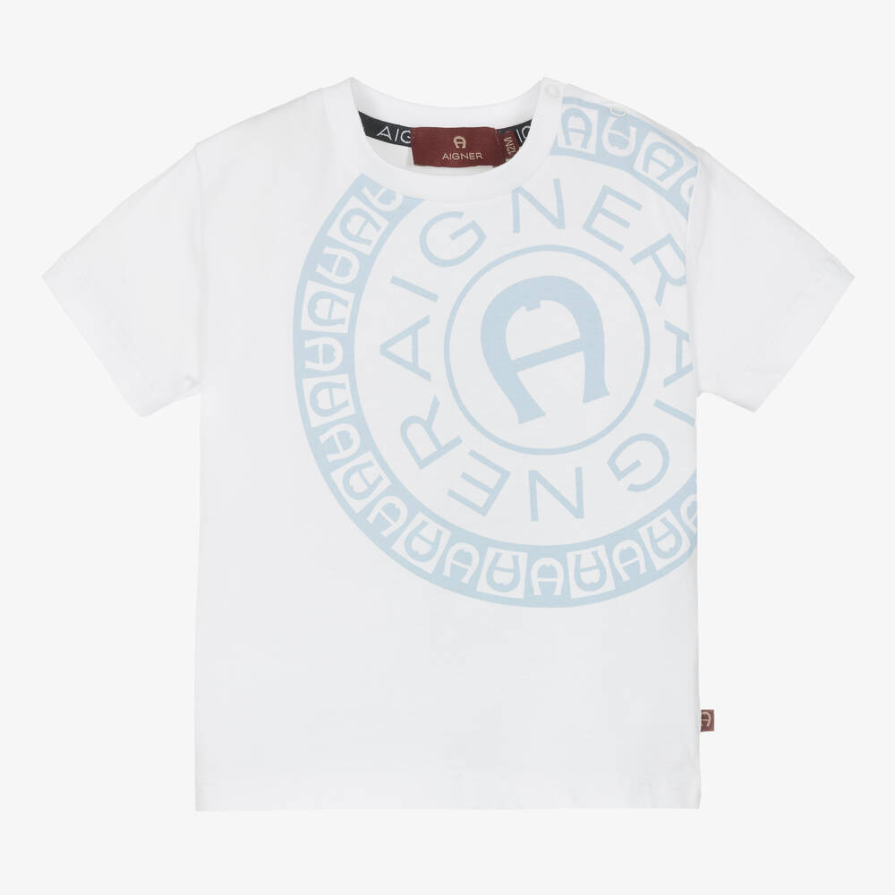 AIGNER - Baby Boys White Cotton T-Shirt | Childrensalon