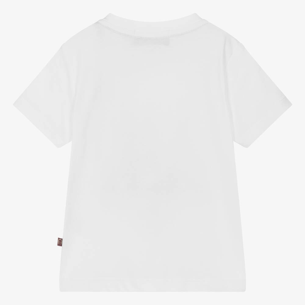AIGNER-Baby Boys White Cotton T-Shirt | Childrensalon Outlet