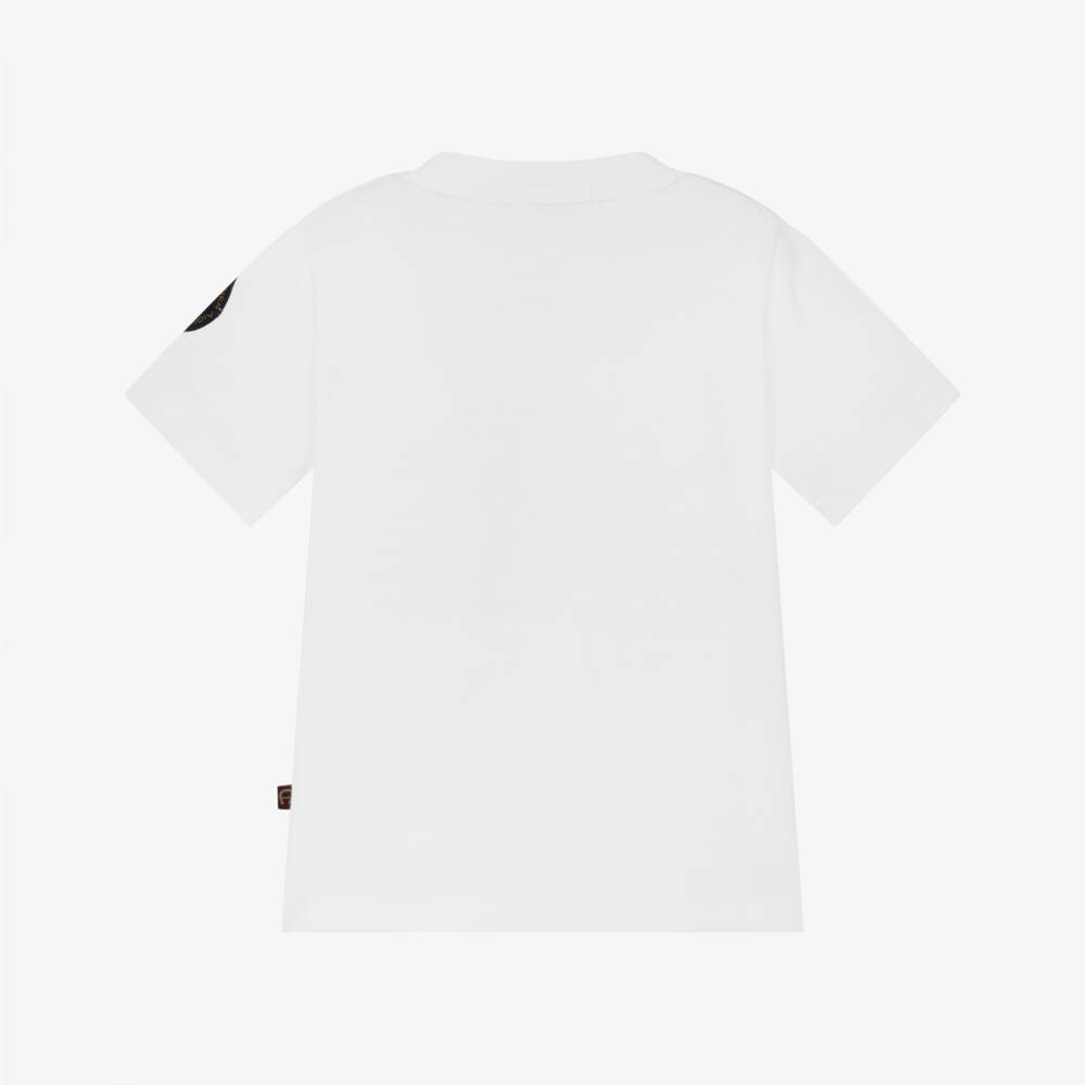 AIGNER-Baby Boys White & Gold Horseshoe Logo T-Shirt | Childrensalon Outlet
