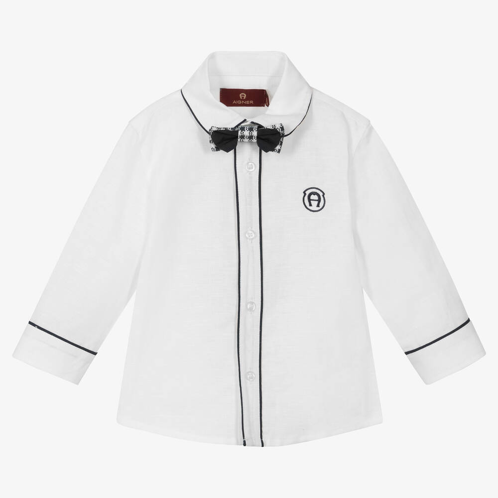 White linen shirt outlet for baby boy