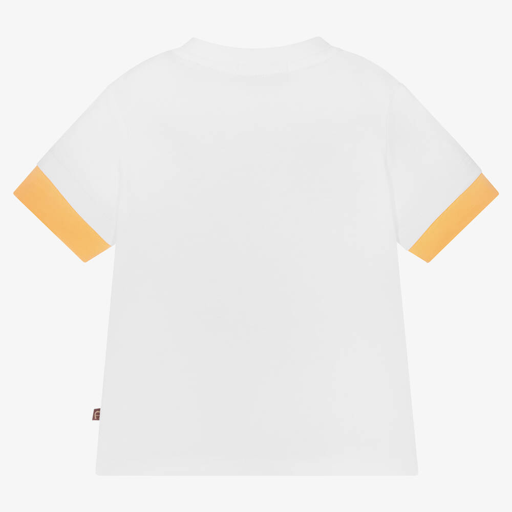 AIGNER-Baby Boys White & Orange Cotton Logo T-Shirt | Childrensalon Outlet