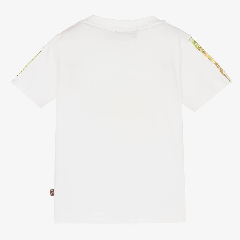AIGNER-Baby Boys White Paint Splash T-Shirt | Childrensalon Outlet