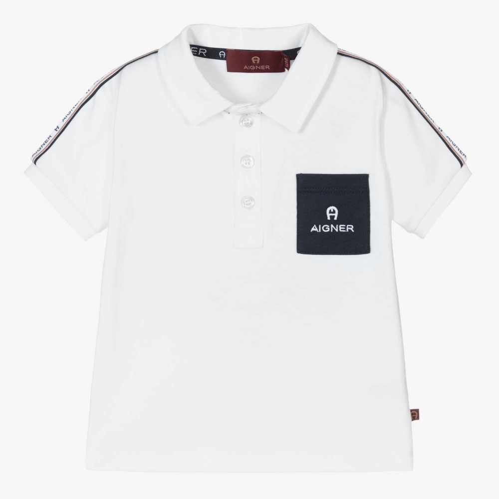 AIGNER - Baby Boys White Polo Shirt | Childrensalon
