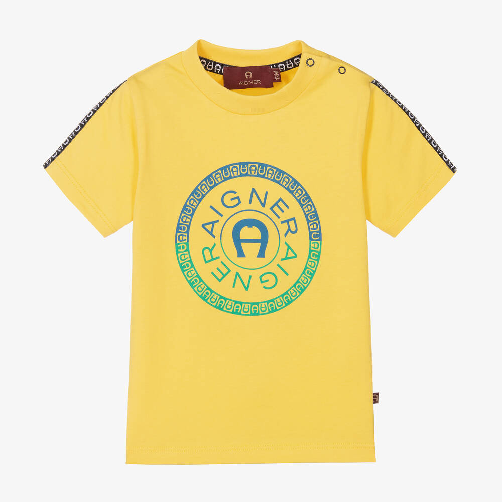 AIGNER - Baby Boys Yellow Cotton T-Shirt | Childrensalon
