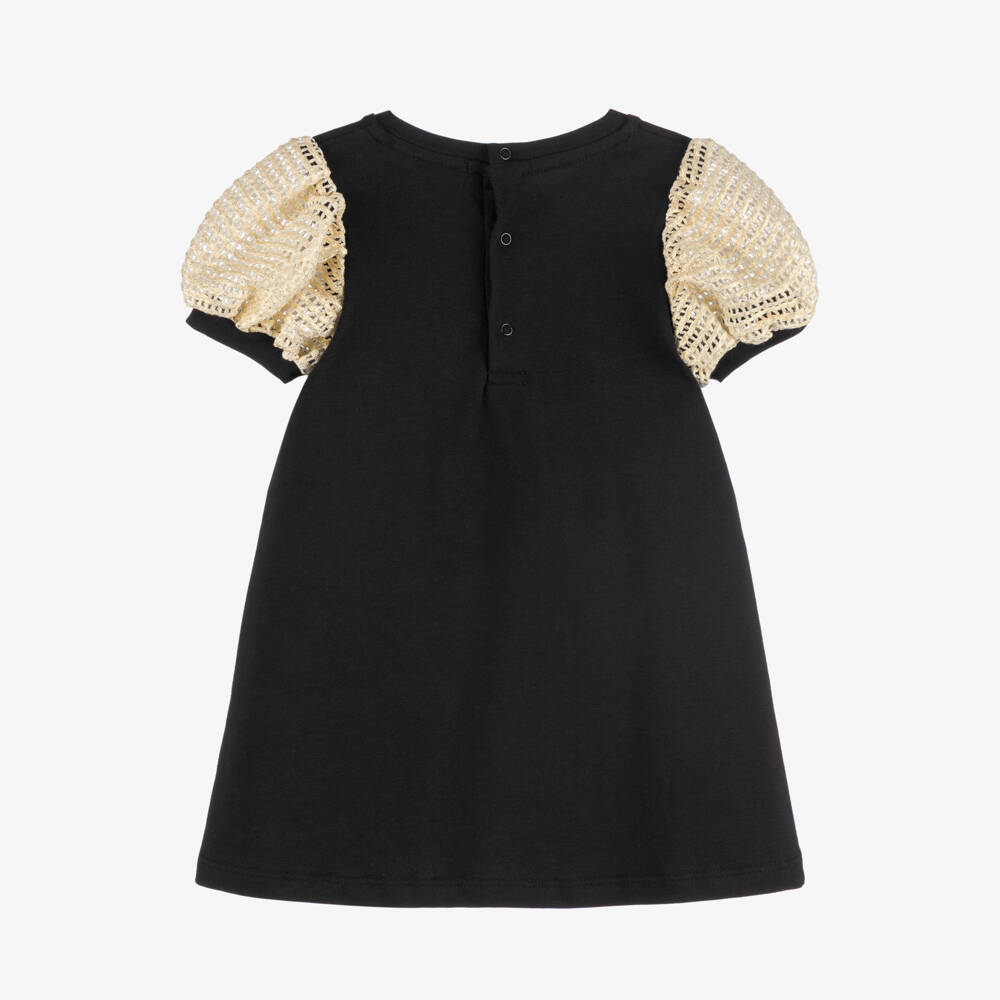 AIGNER-Baby Girls Black Jersey Puff Sleeve Dress | Childrensalon Outlet