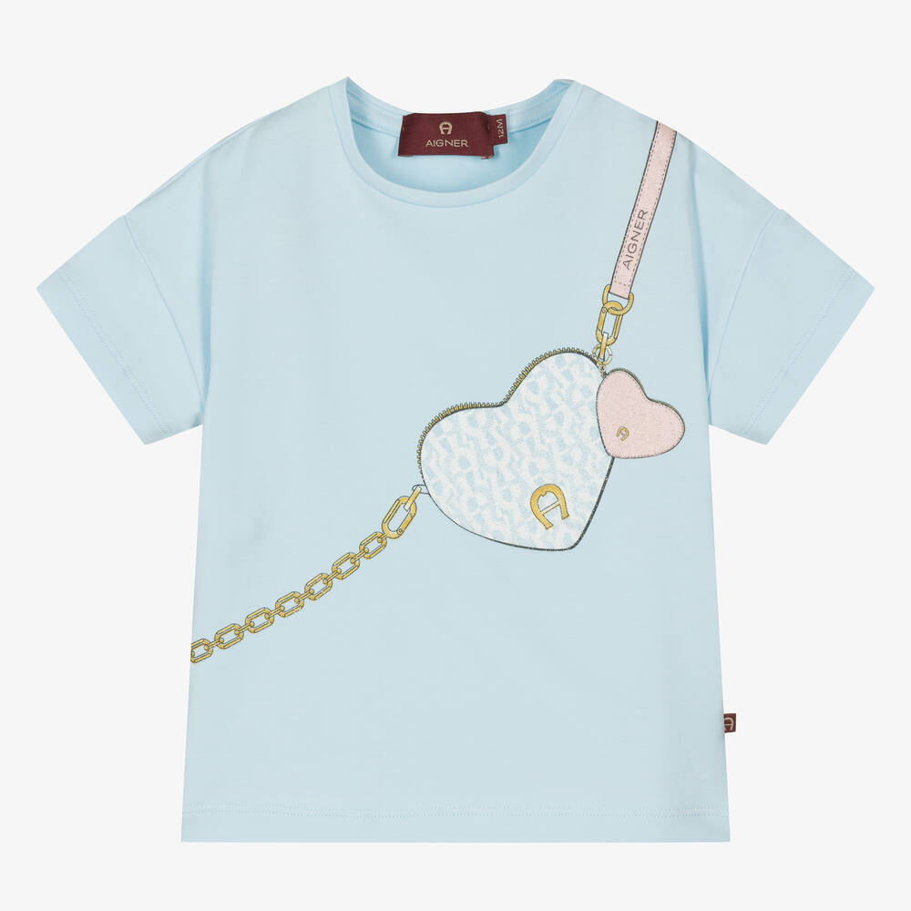 AIGNER-تيشيرت أطفال بناتي قطن جيرسي لون أزرق | Childrensalon Outlet