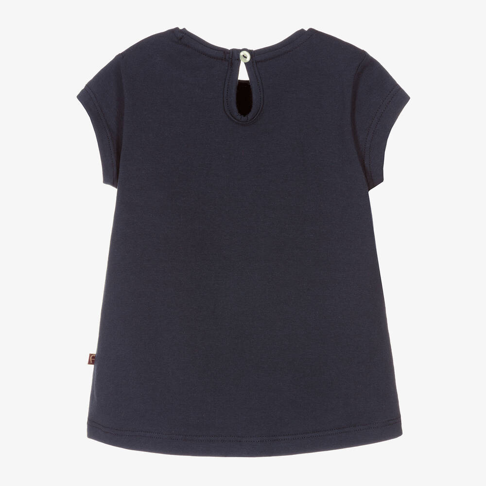 AIGNER-Baby Girls Blue Cotton Logo T-Shirt | Childrensalon Outlet