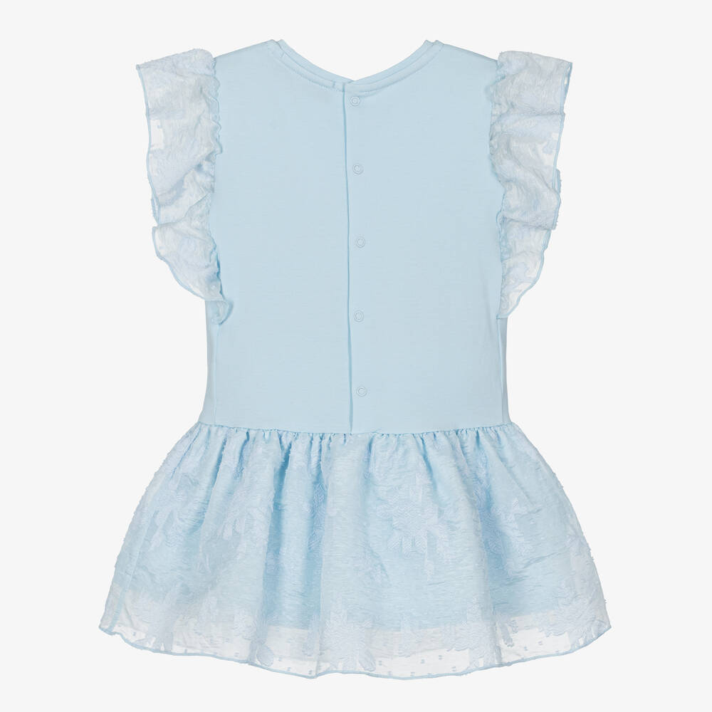 AIGNER-Голубое блестящее платье с принтом-сумкой | Childrensalon Outlet