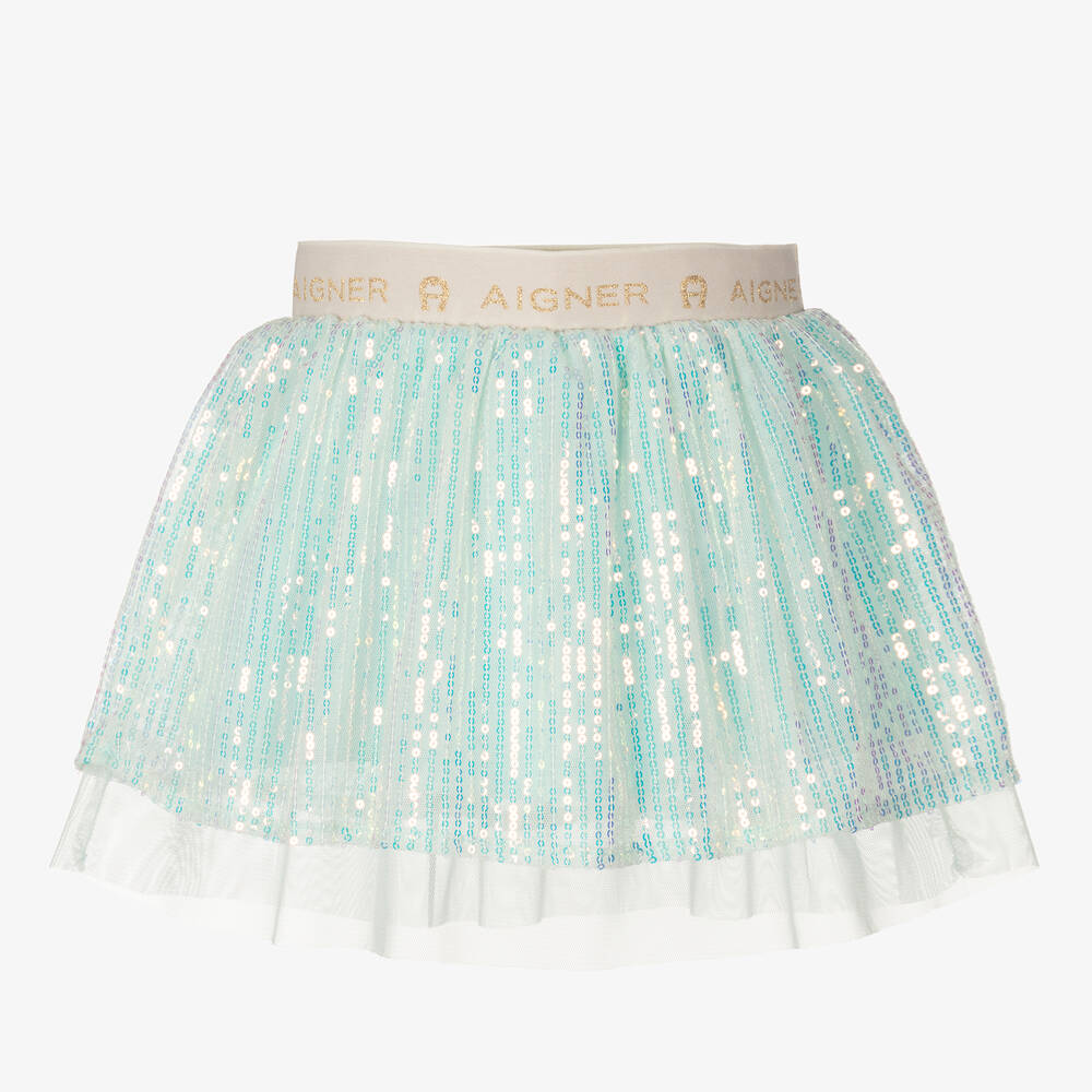 AIGNER - Голубая юбка из тюля с пайетками | Childrensalon