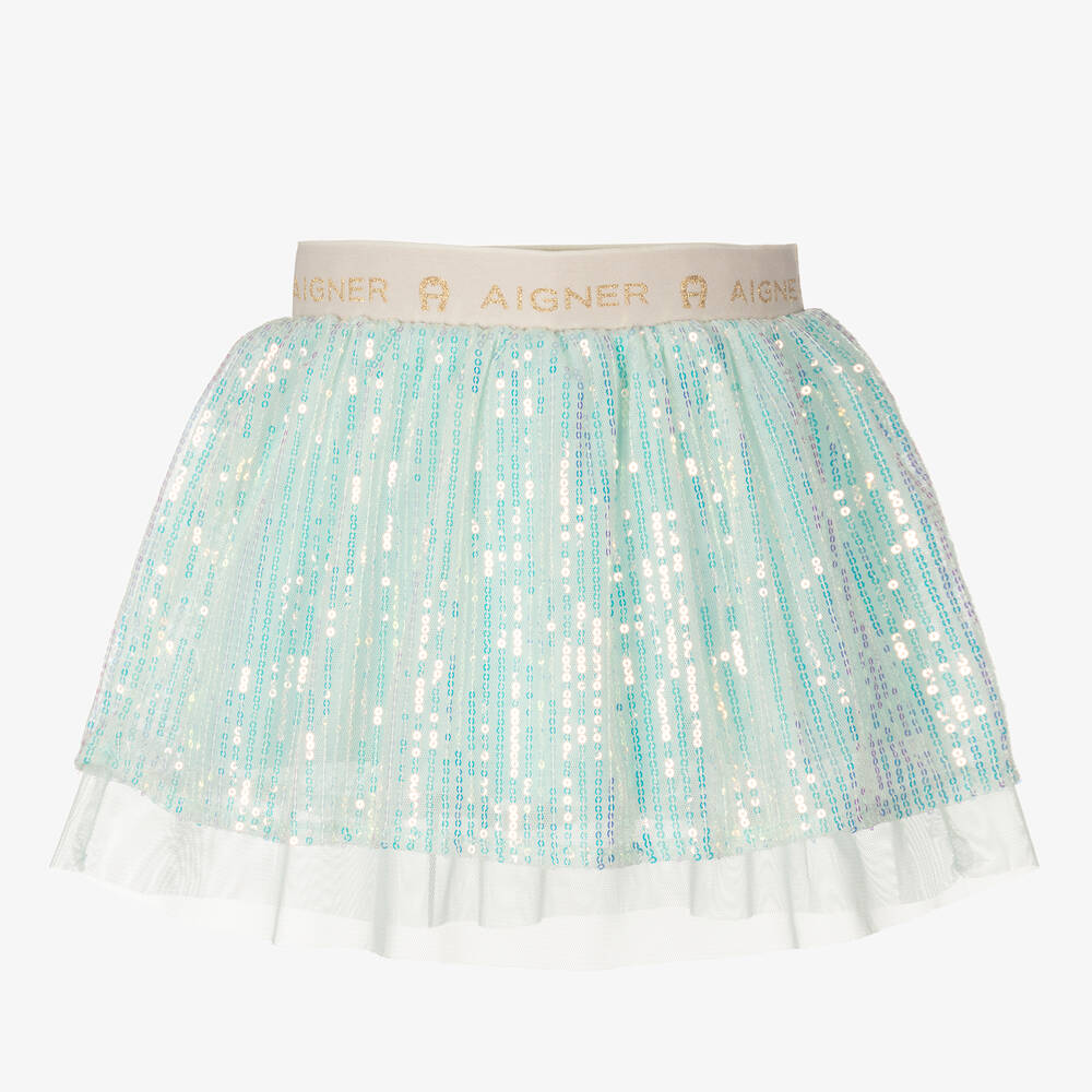 AIGNER - Jupe bleue en tulle à sequins bébé | Childrensalon