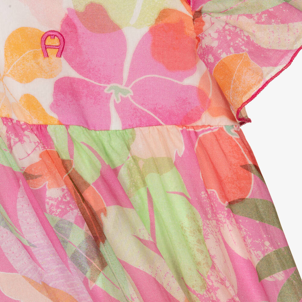 AIGNER-Платье из хлопковой вуали с цветами | Childrensalon Outlet