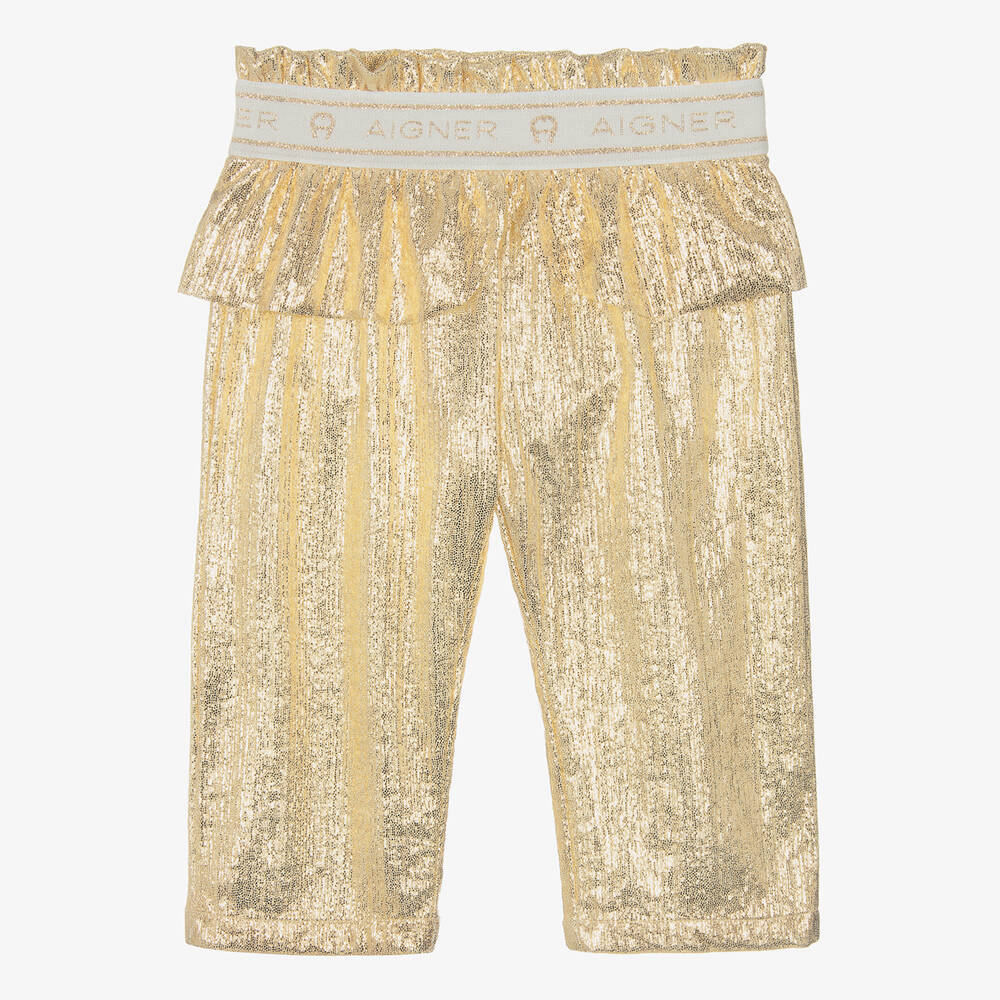 AIGNER-Baby Girls Gold Peplum Trousers | Childrensalon Outlet