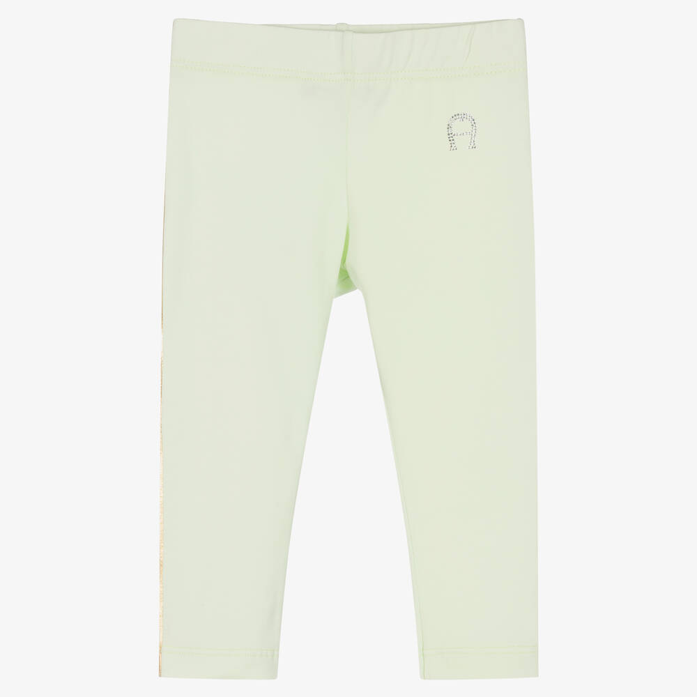 AIGNER-Baby Girls Green Cotton Logo Leggings | Childrensalon Outlet