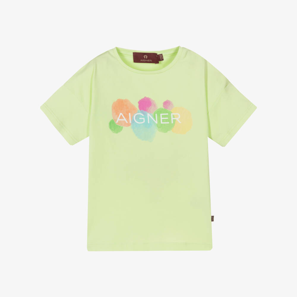 AIGNER-Baby Girls Green Spot Print Logo T-Shirt | Childrensalon Outlet