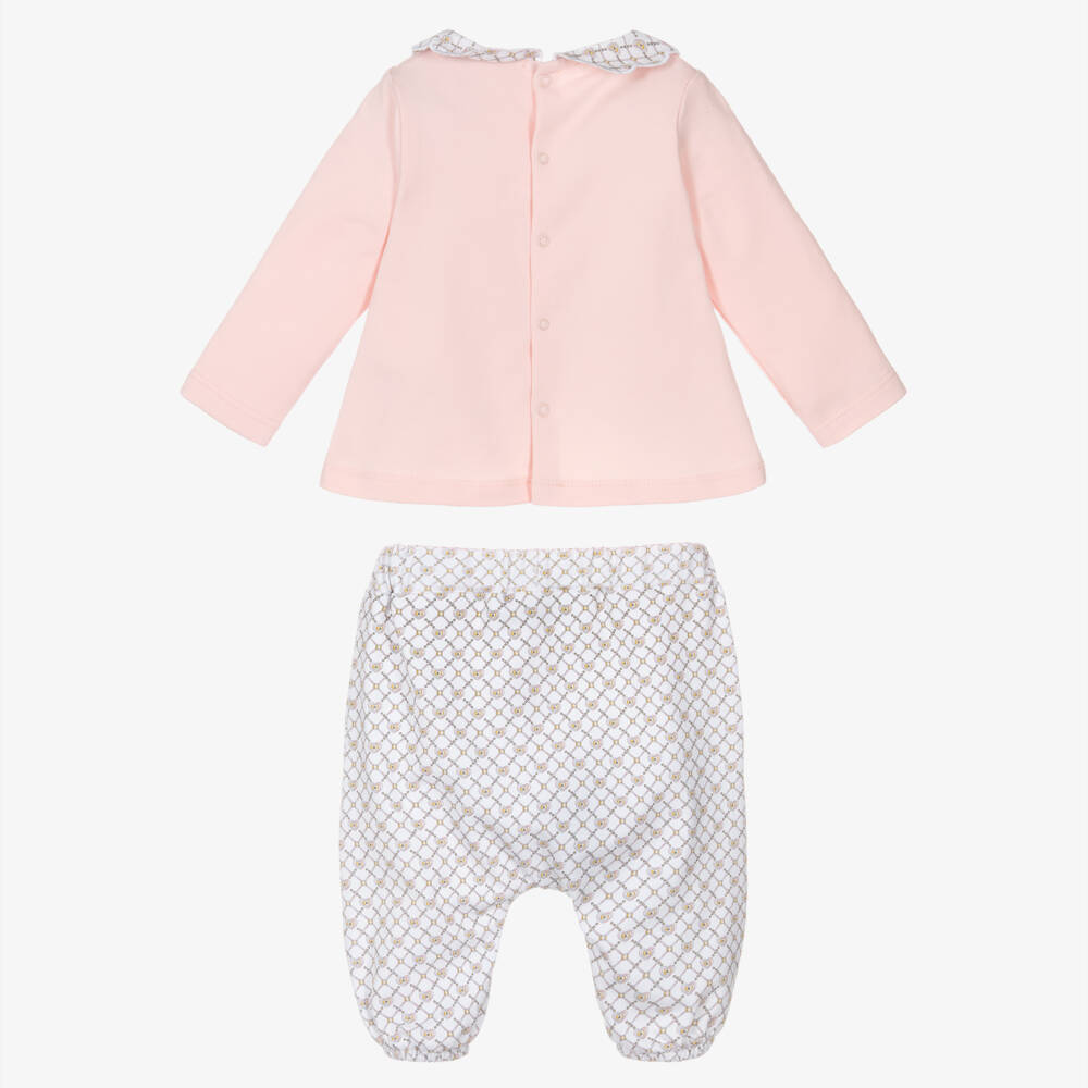 AIGNER-Baby Girls Pale Pink Pima Cotton Trouser Set | Childrensalon Outlet