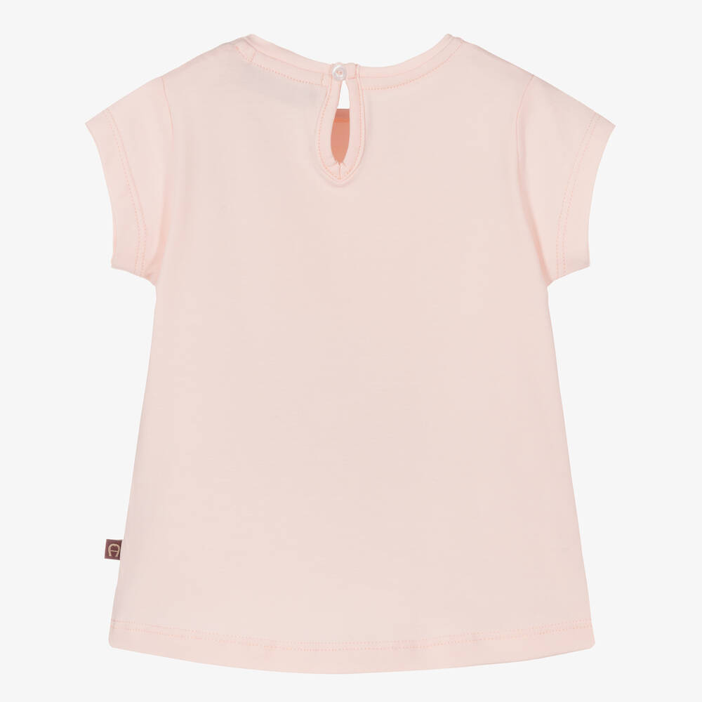 AIGNER-Baby Girls Pink Bow Logo T-Shirt | Childrensalon Outlet