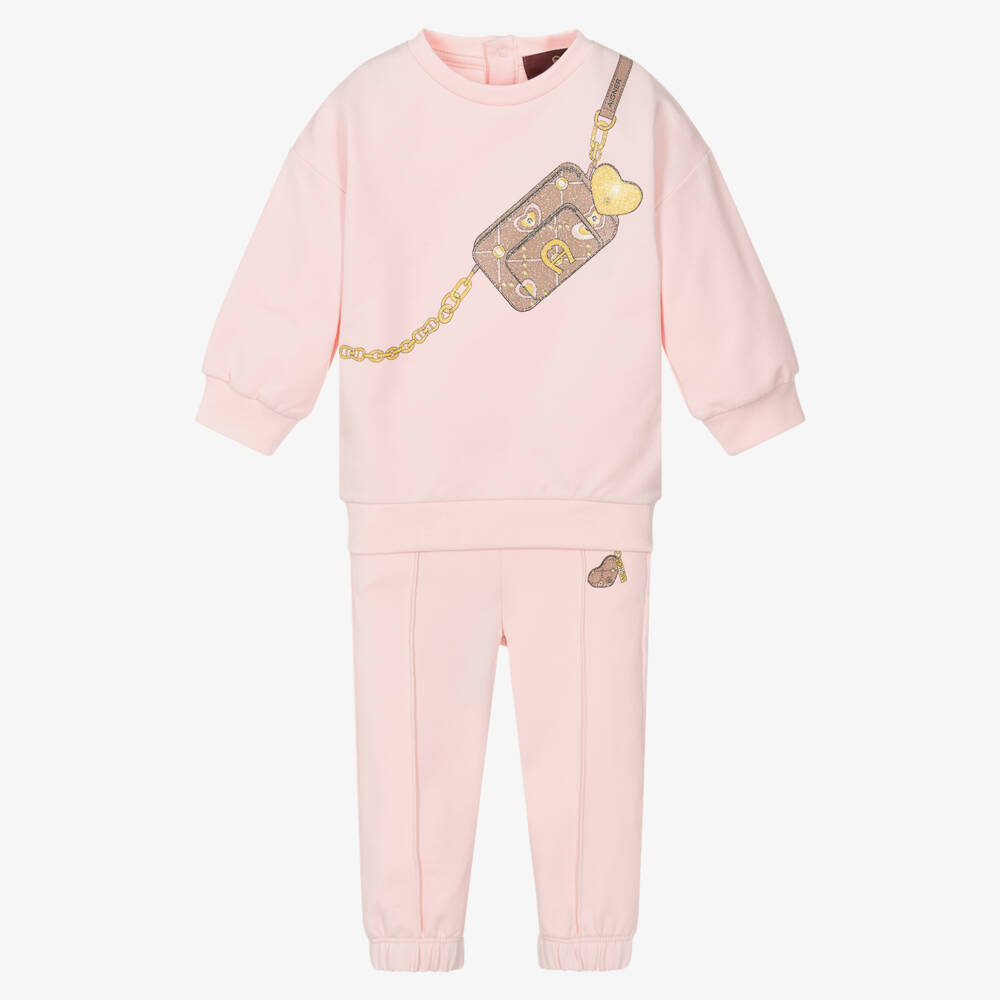 AIGNER-Baby Girls Pink Cotton Crossbody Bag Tracksuit | Childrensalon Outlet