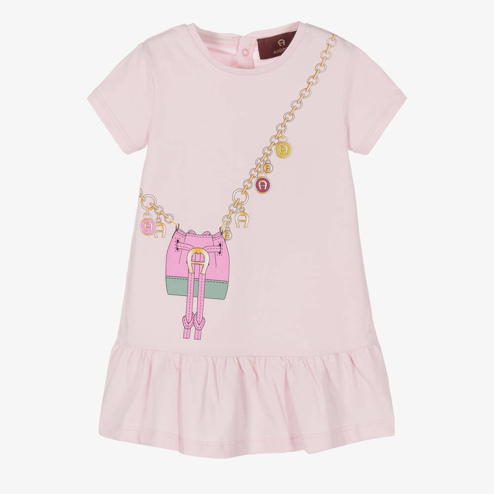 AIGNER - Baby Girls Pink Cotton Dress | Childrensalon