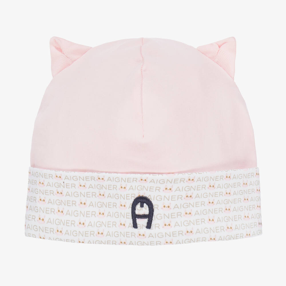 AIGNER - Розовая хлопковая шапочка для малышек | Childrensalon