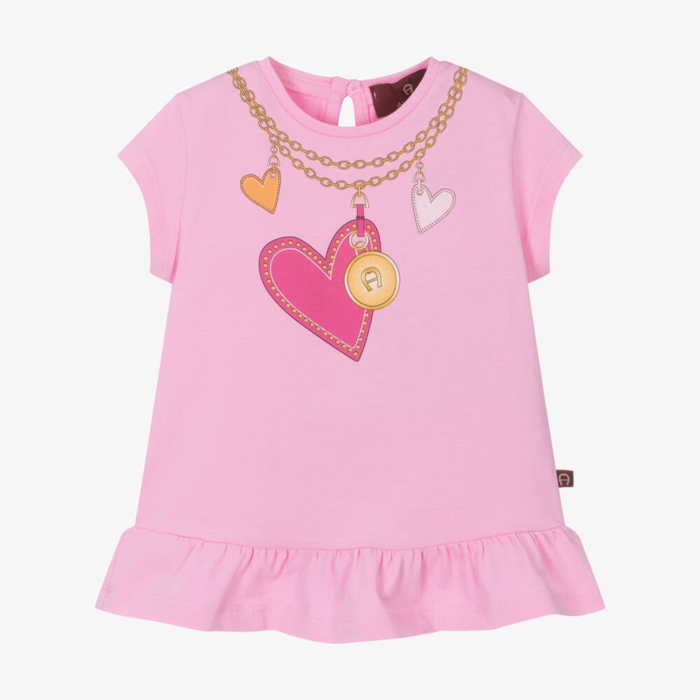 AIGNER-تيشيرت أطفال بناتي قطن جيرسي لون زهري | Childrensalon Outlet