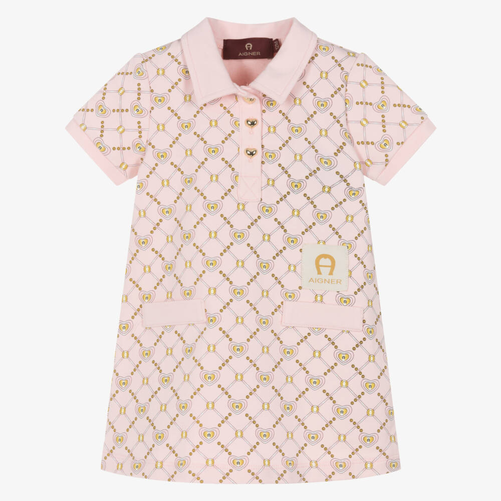 AIGNER-Платье рубашка поло из розового хлопка для девочек | Childrensalon Outlet