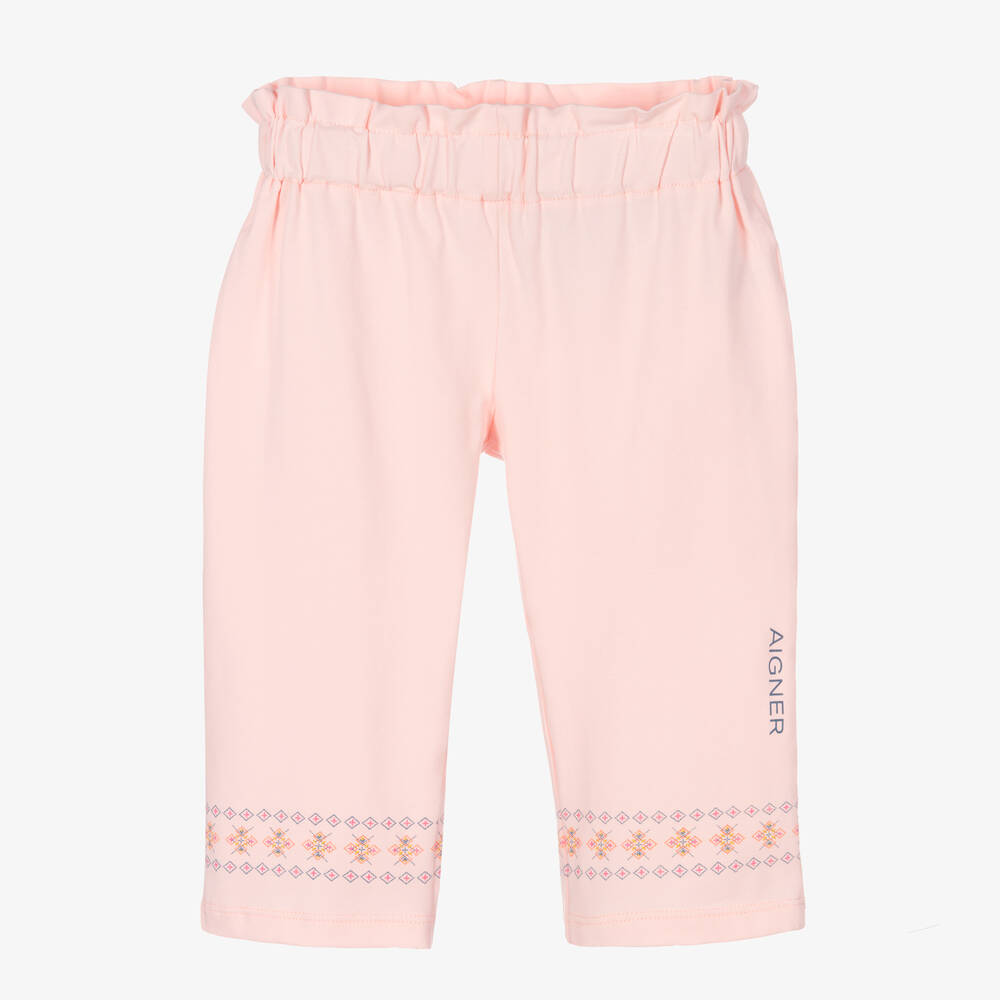 AIGNER - Baby Girls Pink Cotton Jersey Trousers  | Childrensalon