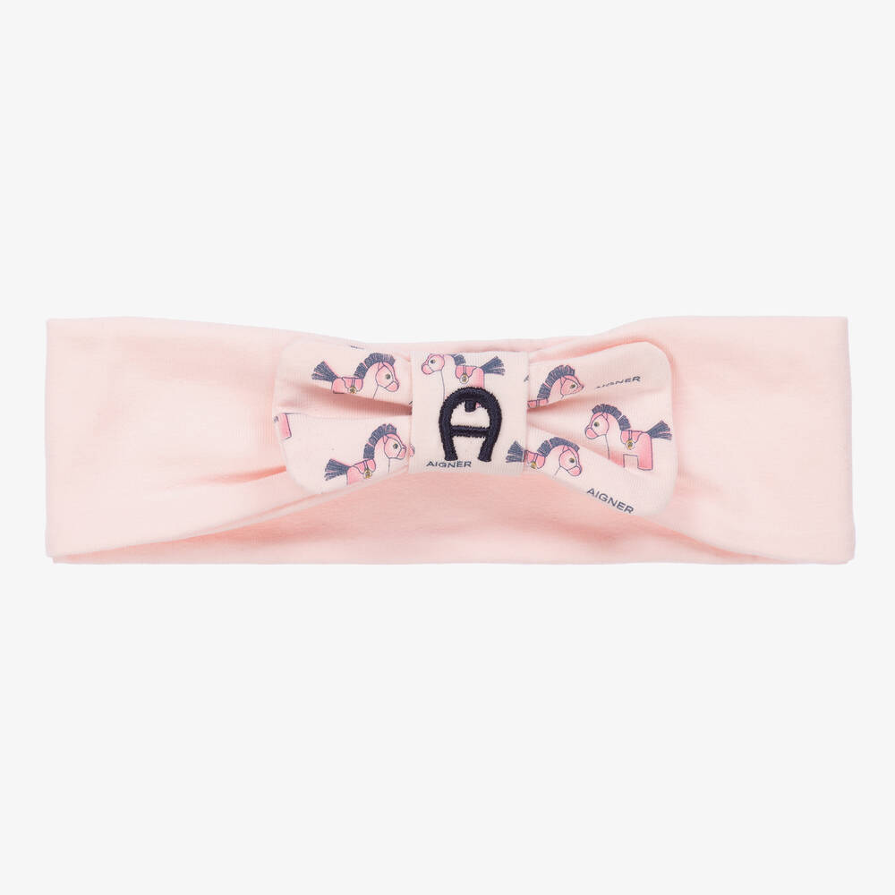 AIGNER - Baby Girls Pink Cotton Logo Headband | Childrensalon