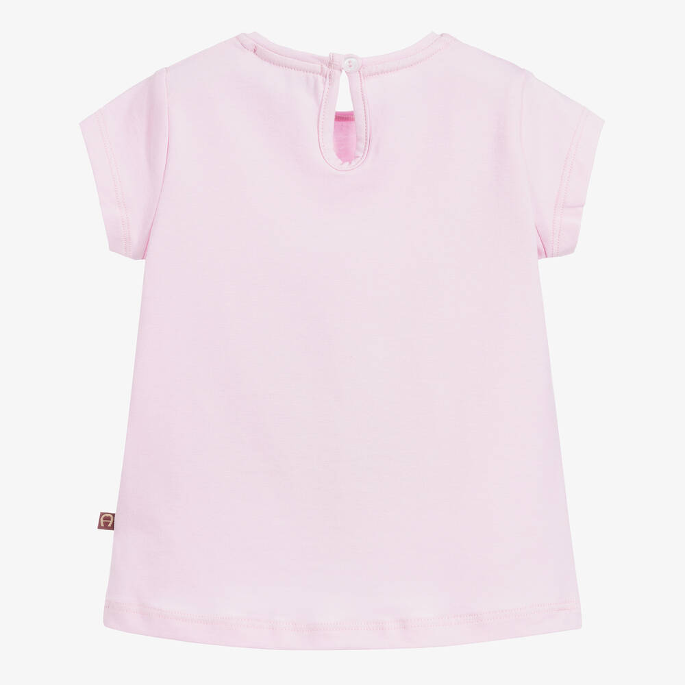 AIGNER-Baby Girls Pink Cotton T-Shirt | Childrensalon Outlet