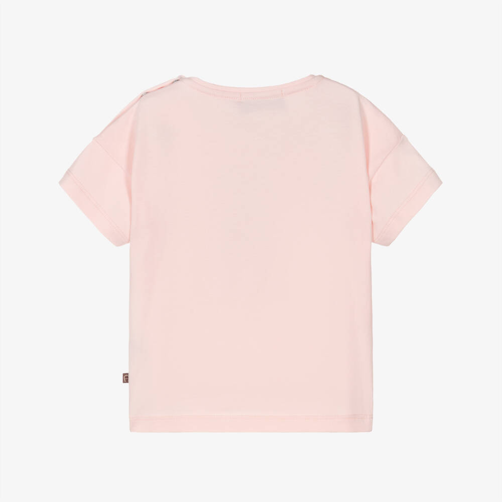 AIGNER-Baby Girls Pink Cotton Teddy Bear T-Shirt | Childrensalon Outlet