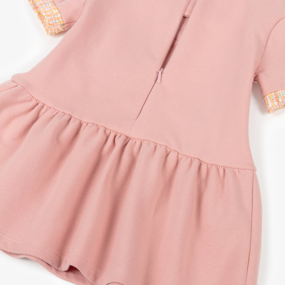 AIGNER-Baby Girls Pink Cotton Tweed Bow Dress | Childrensalon Outlet