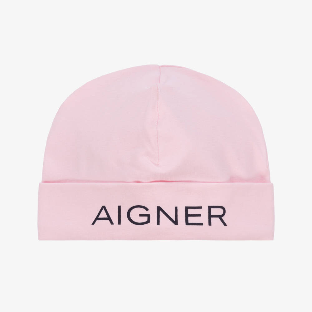 AIGNER-Baby Girls Pink Logo Pima Cotton Hat | Childrensalon Outlet