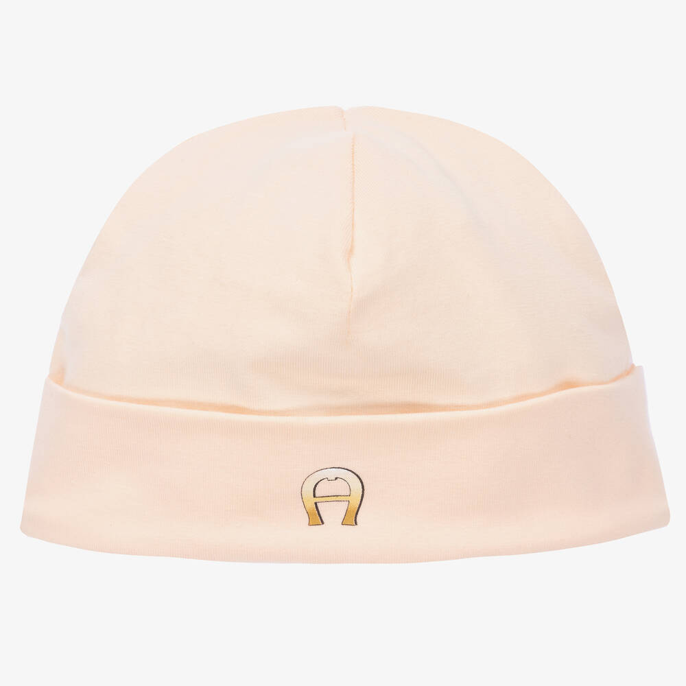 AIGNER - Baby Girls Pink Pima Cotton Hat | Childrensalon