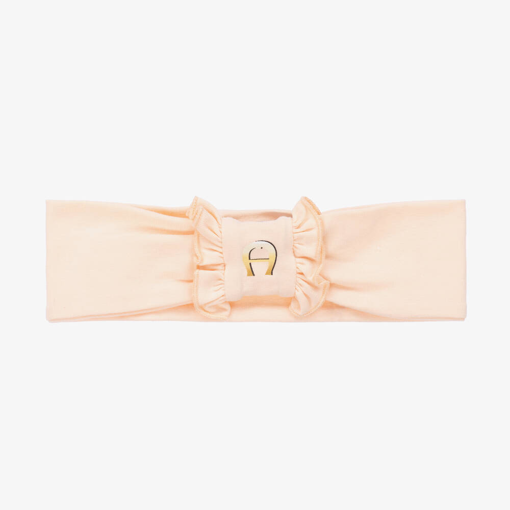 AIGNER - Baby Girls Pink Pima Cotton Headband | Childrensalon