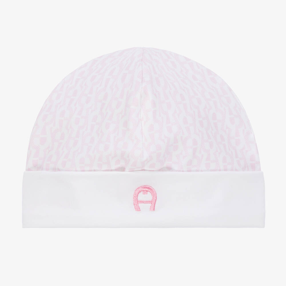 AIGNER - Baby Girls Pink Pima Cotton Logo Hat  | Childrensalon