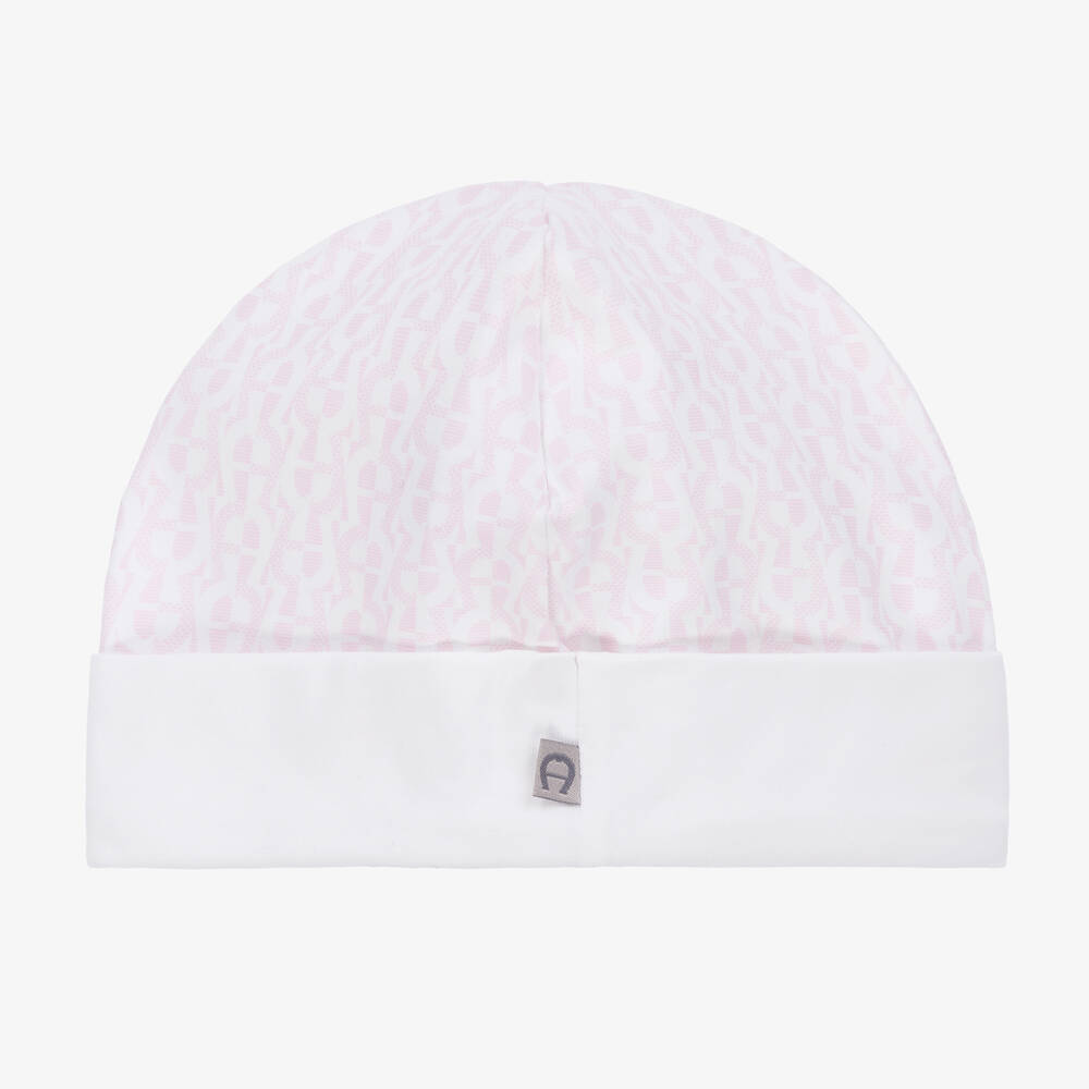 AIGNER-Baby Girls Pink Pima Cotton Logo Hat  | Childrensalon Outlet