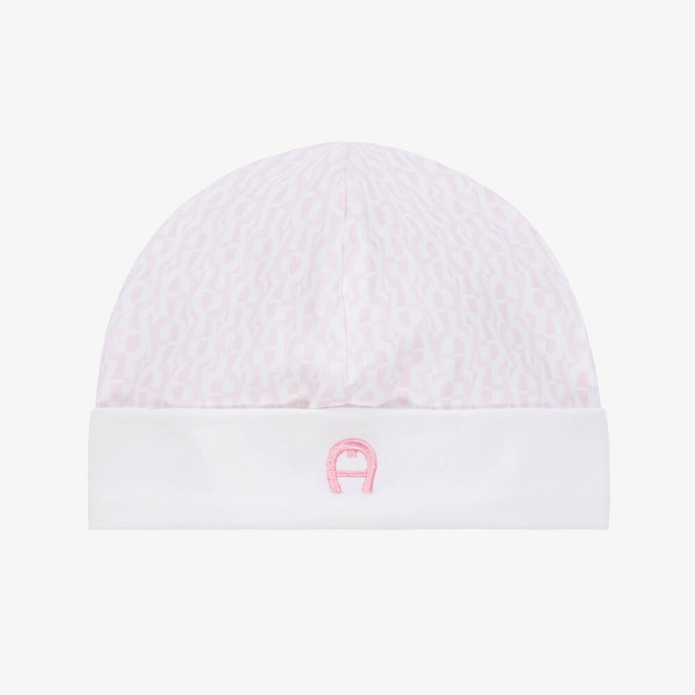 AIGNER-Baby Girls Pink Pima Cotton Logo Hat  | Childrensalon Outlet