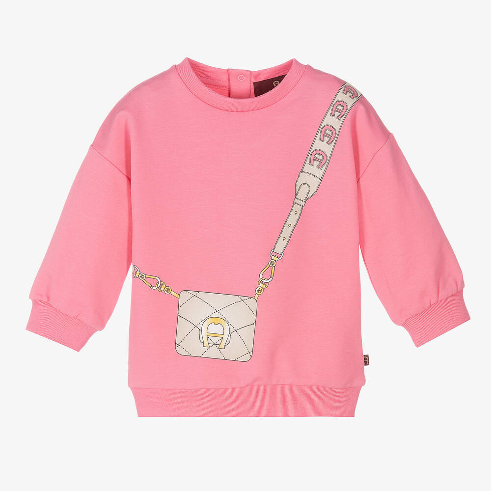 AIGNER-Baby Girls Pink Sweatshirt | Childrensalon Outlet
