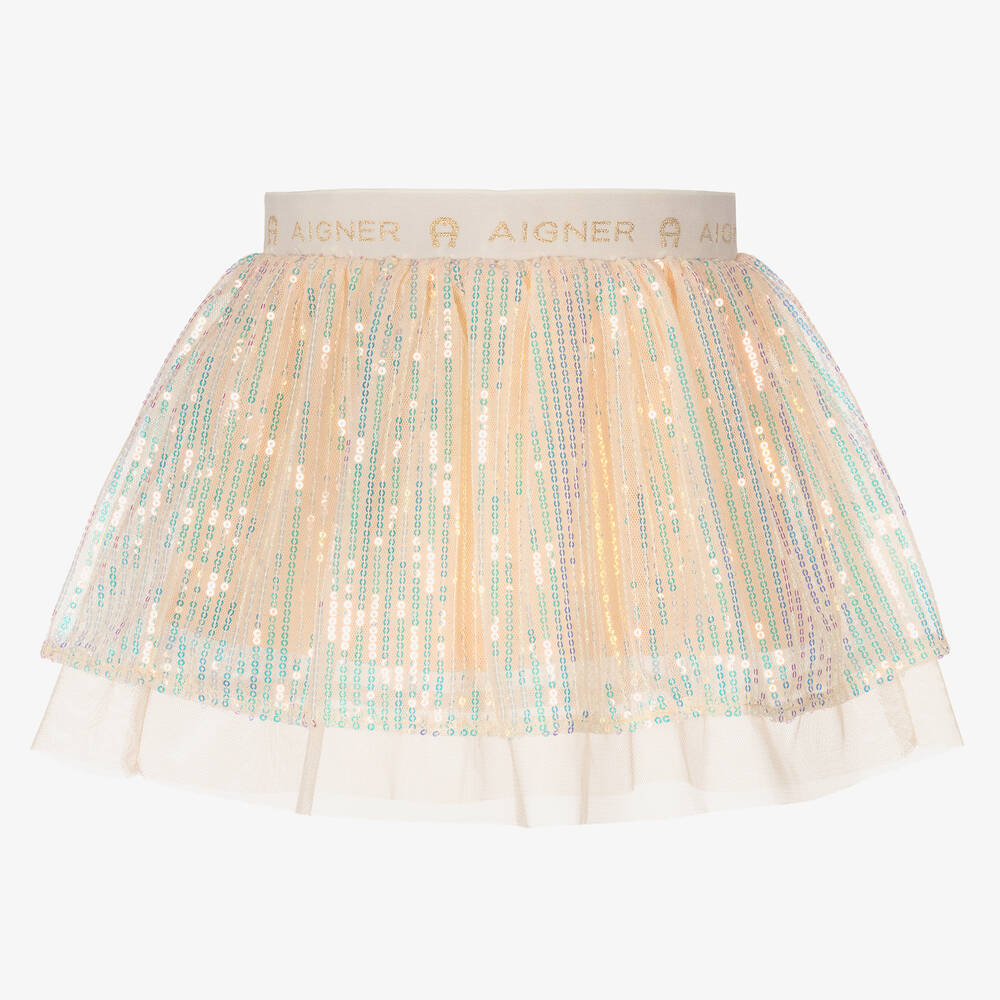 AIGNER - Baby Girls Pink Tulle Sequin Skirt | Childrensalon