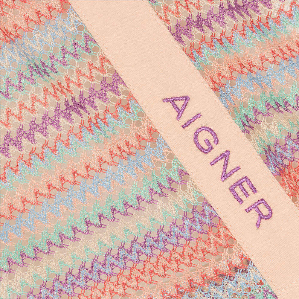 AIGNER-فستان أطفال بناتي كروشيه محبوك لون زهري | Childrensalon Outlet