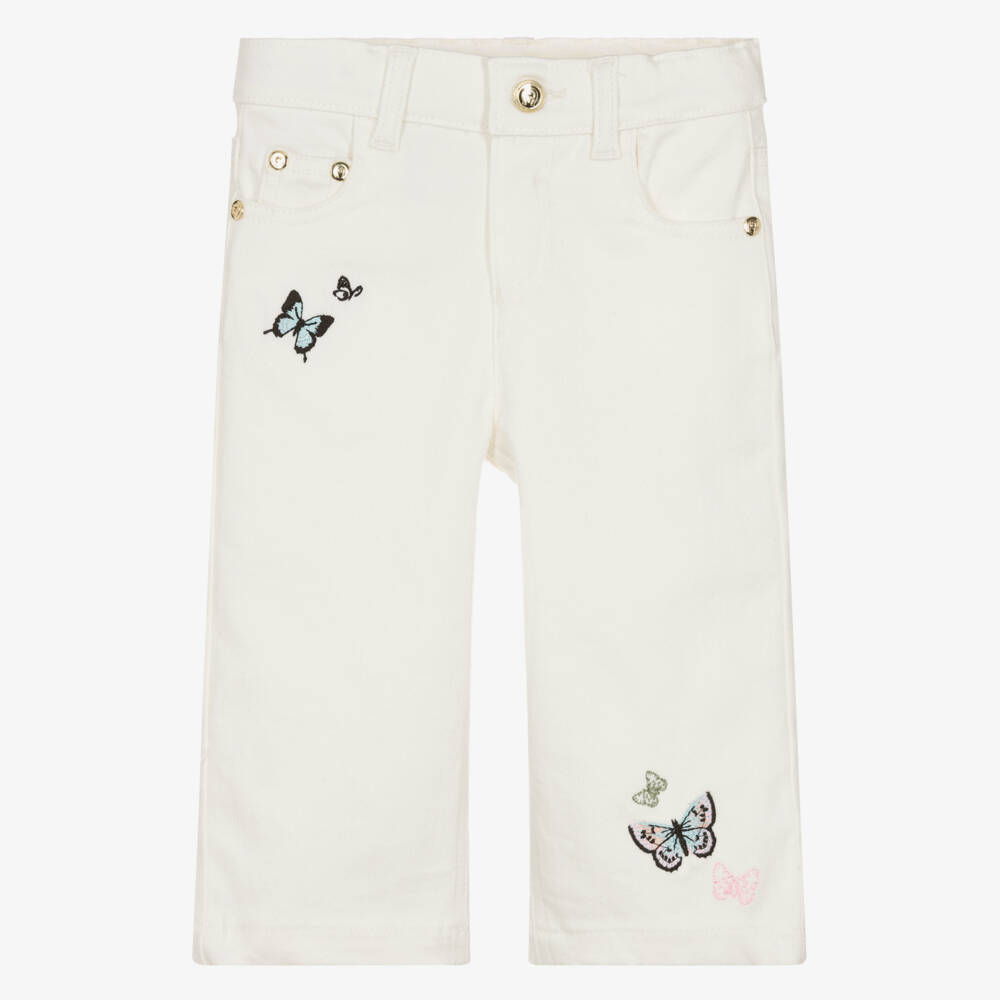 AIGNER-Кремовые джинсы с бабочками для девочек | Childrensalon Outlet