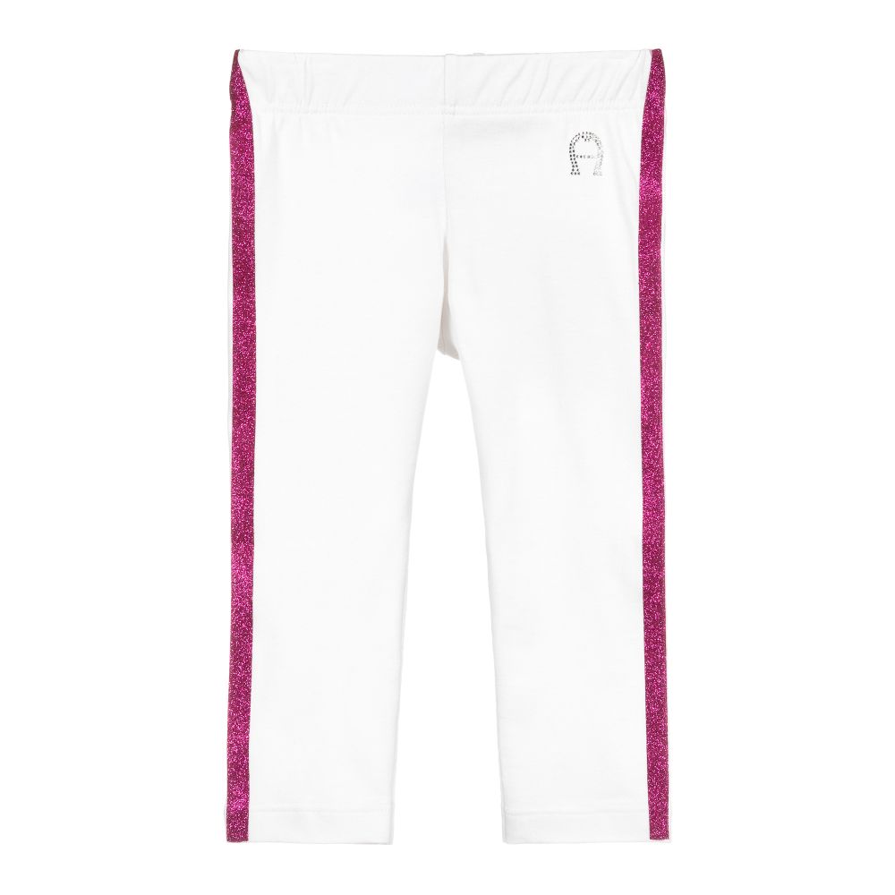 AIGNER - Baby Girls White Logo Leggings | Childrensalon