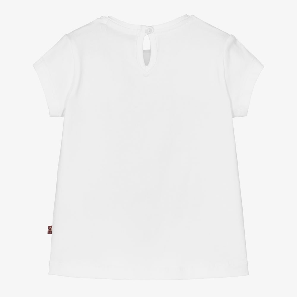 AIGNER-تيشيرت أطفال بناتي قطن جيرسي لون أبيض | Childrensalon Outlet