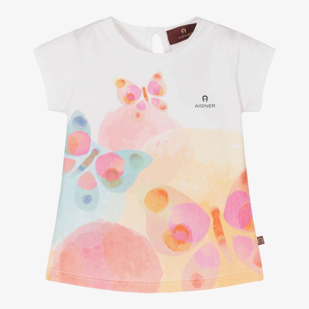 AIGNER - Белая футболка для малышек | Childrensalon