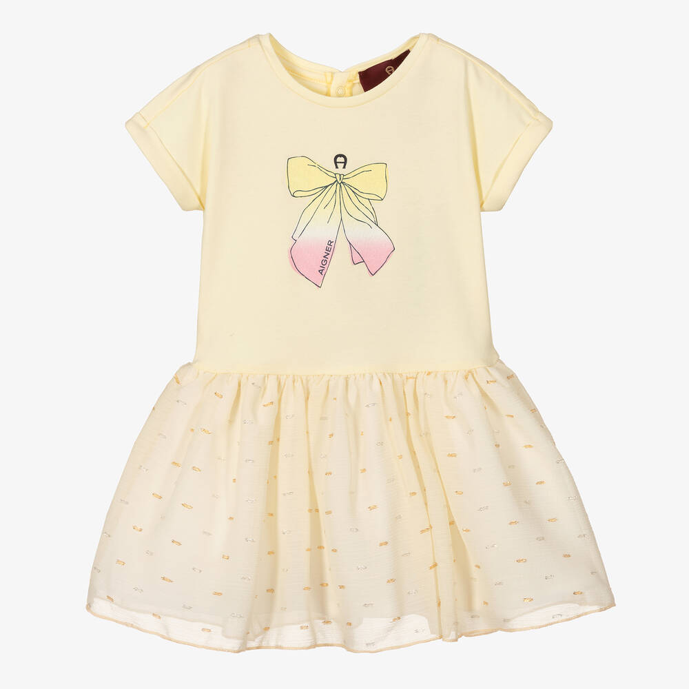 AIGNER - Baby Girls Yellow Cotton & Chiffon Dress | Childrensalon