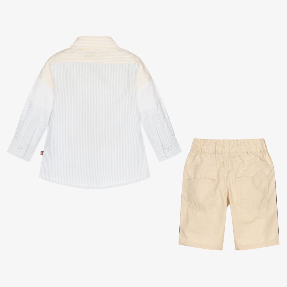 AIGNER-Blue & Beige Baby Shorts Set | Childrensalon Outlet
