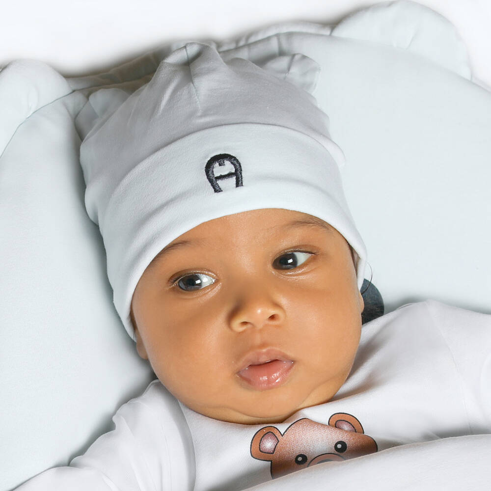 AIGNER-Голубая хлопковая шапочка для малышей | Childrensalon Outlet