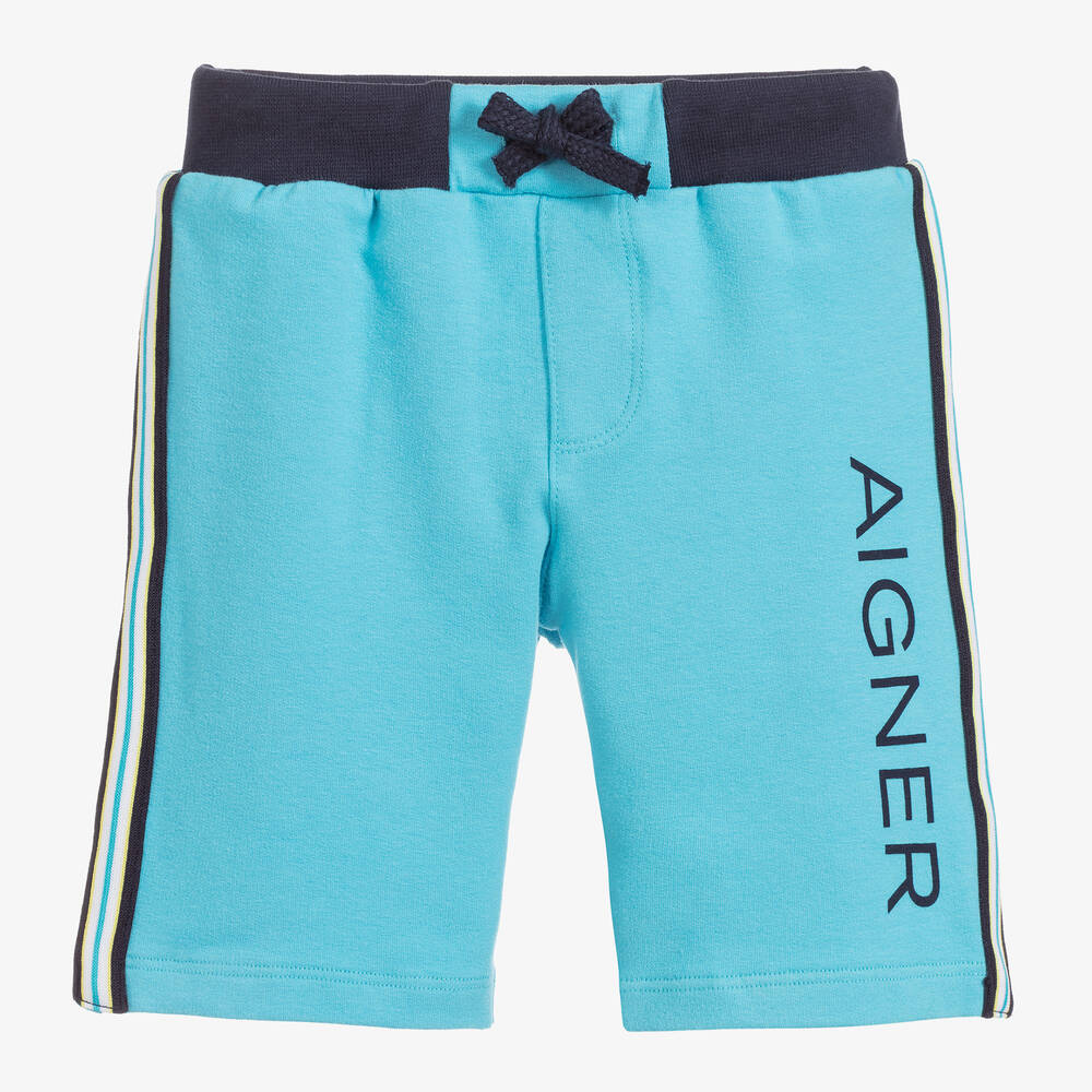 AIGNER - Blue Cotton Jersey Shorts | Childrensalon