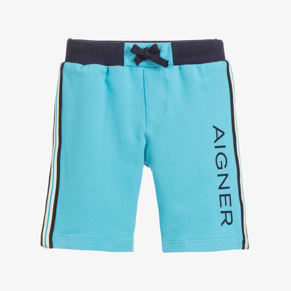 AIGNER-Blue Cotton Jersey Shorts | Childrensalon Outlet