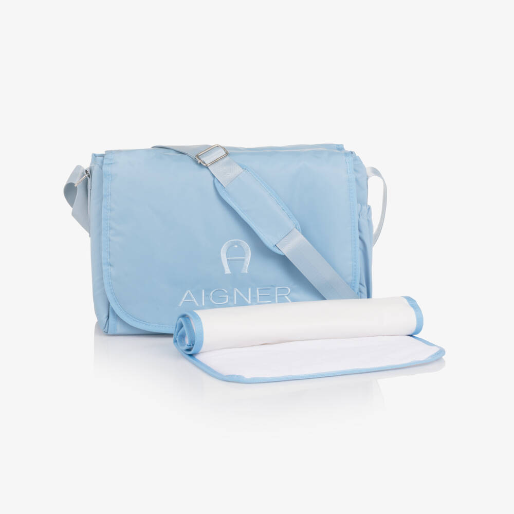 AIGNER-Blue Messenger Changing Bag with Logo Embroidery (37cm) | Childrensalon Outlet